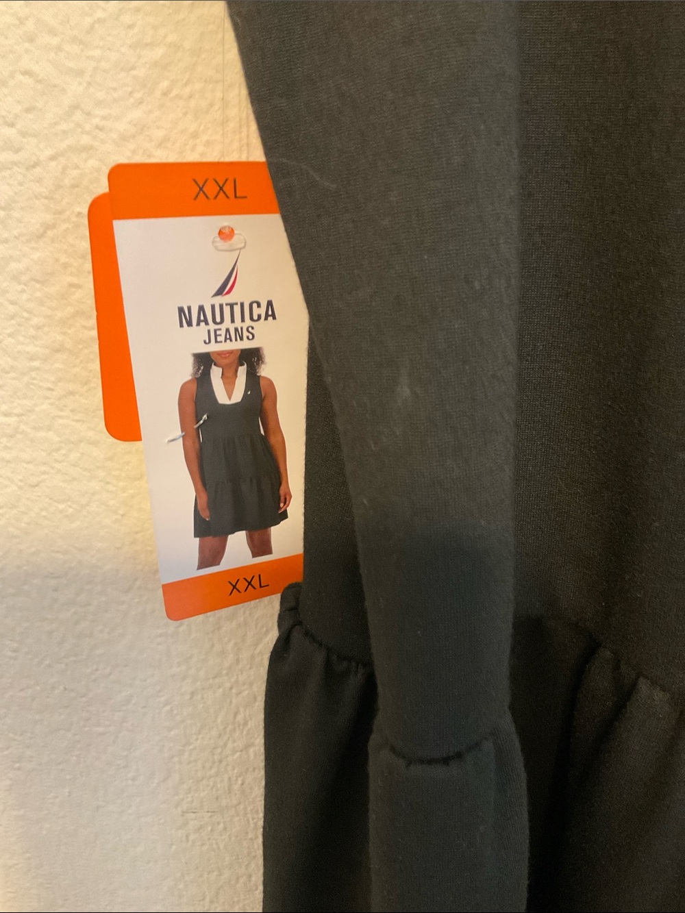 Nautica Black Sleeveless V-Neck Tiered Dress with White Trim - Picture 4 of 7